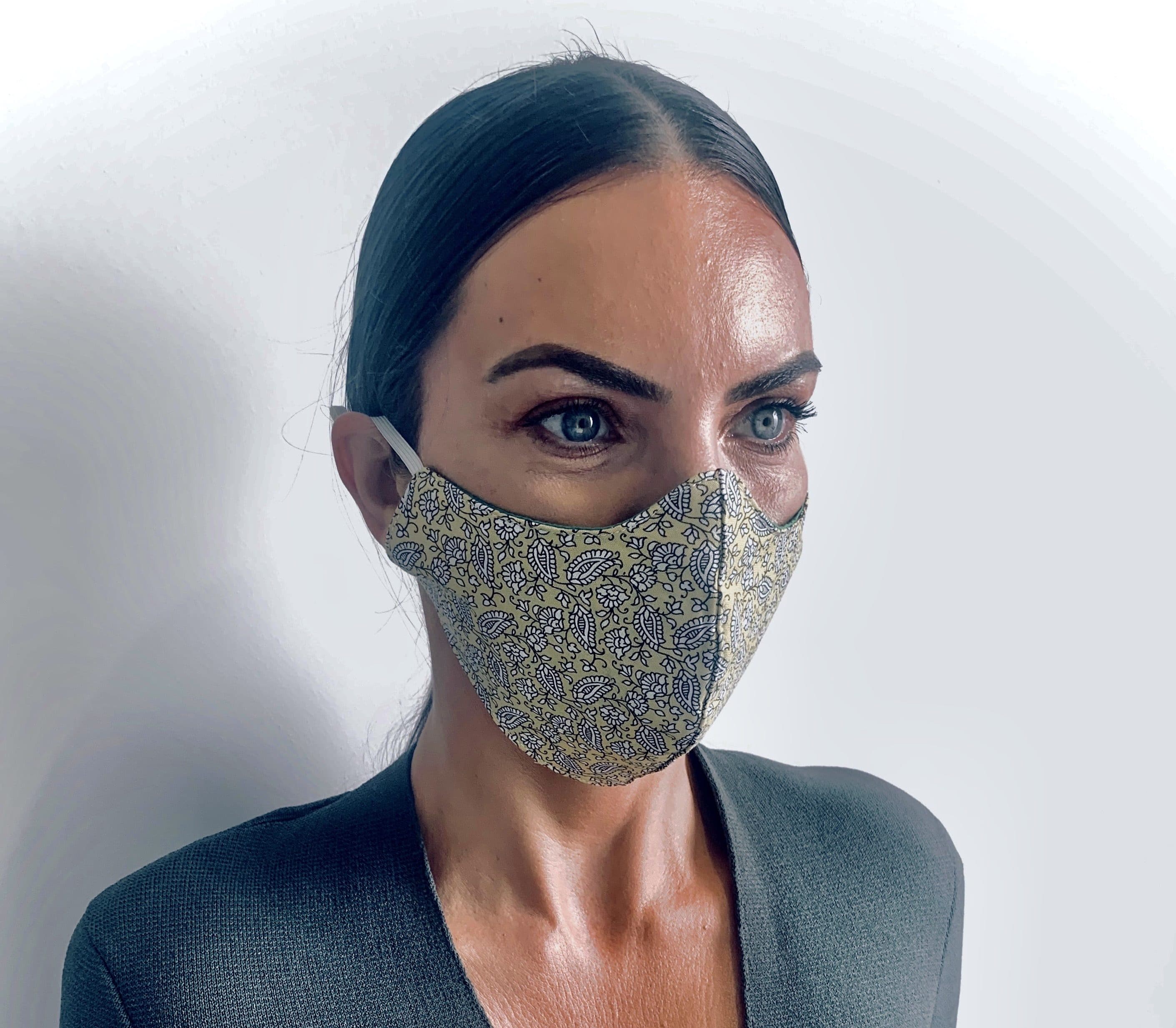 Paisley yellow reusable womens face mask